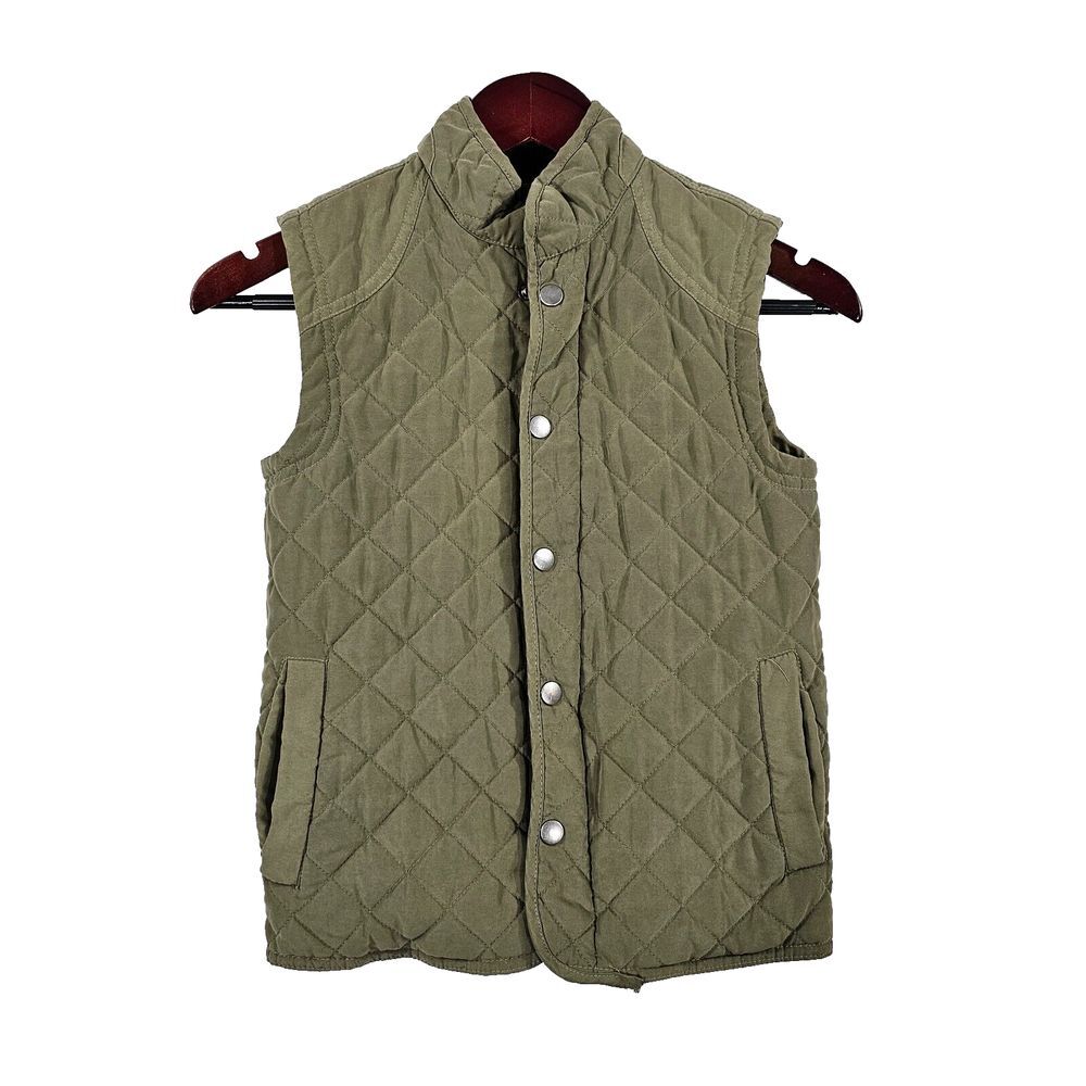 Class Club Fleece Lined Quilted Riding Vest Green Women's Size‎ 8 Zip & Snap EUC
